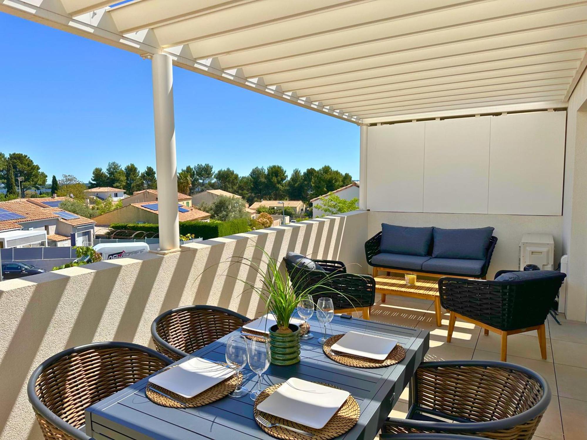 Le Square D'Evan - Appartement De Standing - Grande Terrasse Exterieure - Climatisation Saint-Aunes Luaran gambar